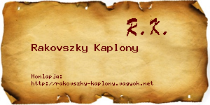 Rakovszky Kaplony névjegykártya